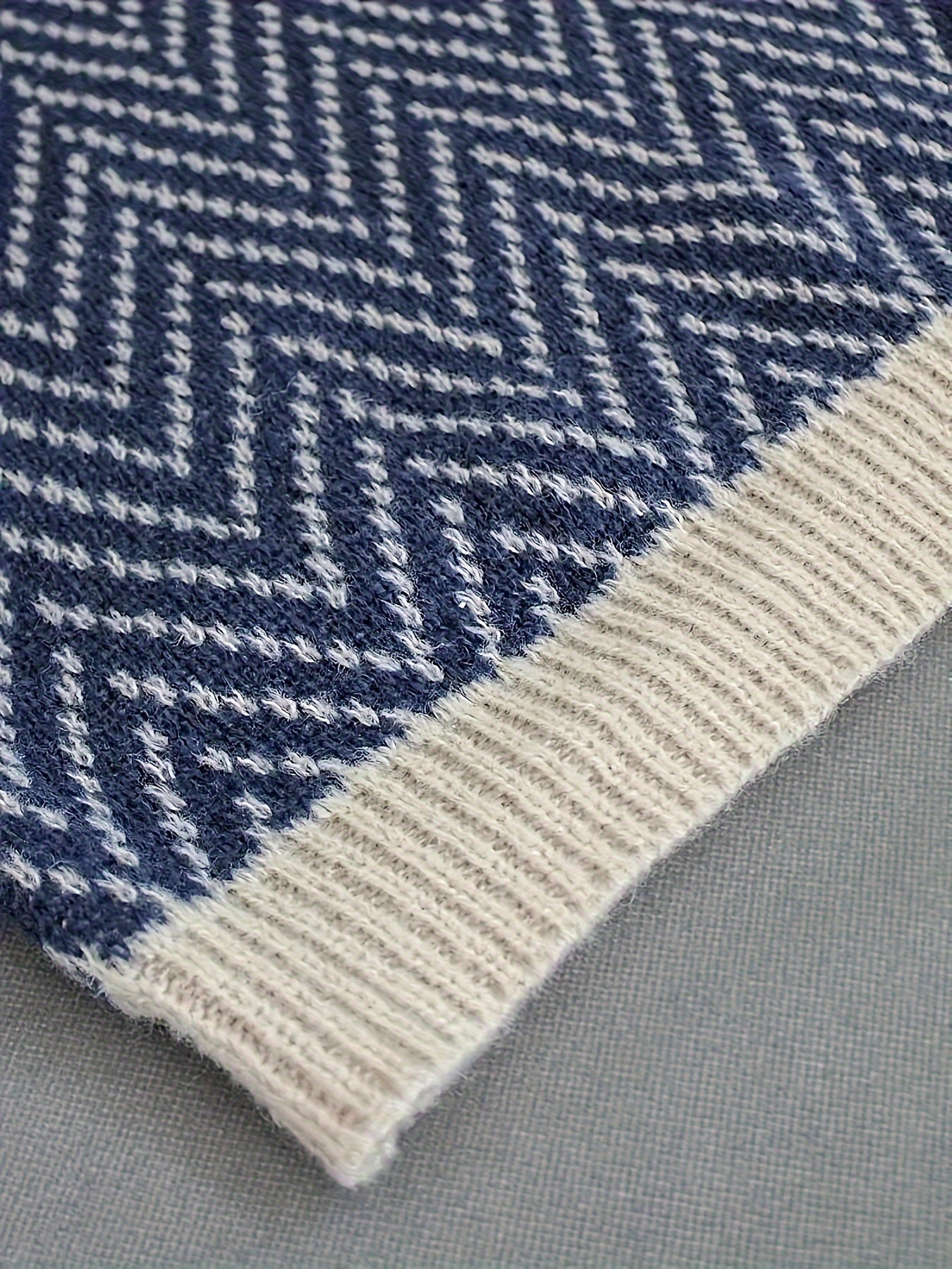 Свитер женский большого размера с геометрическим узором волны, мягкий, с длинными рукавами