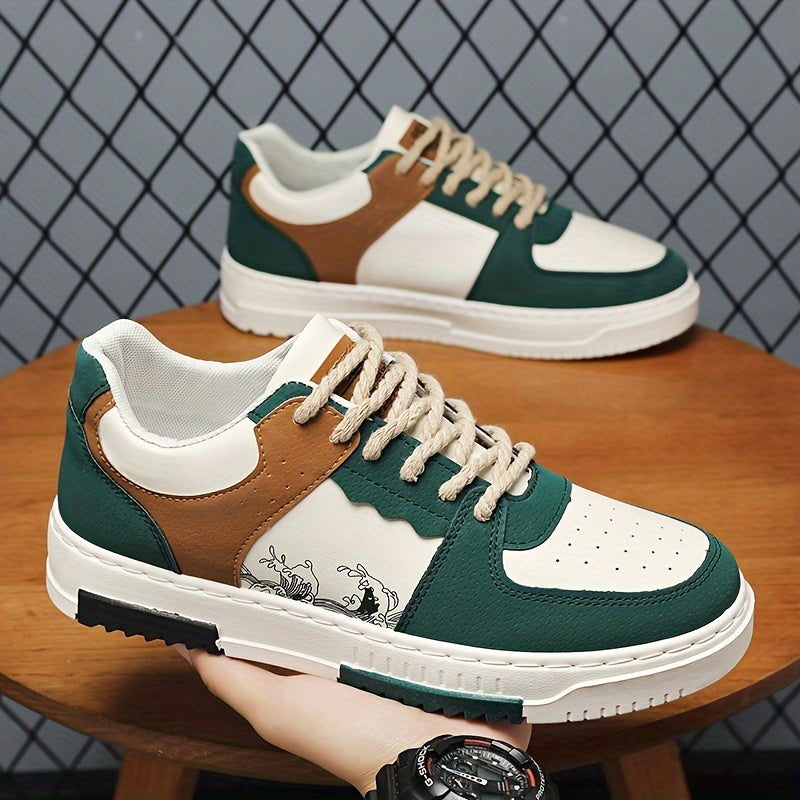 Men's Retro Casual Sneakers Low Top PU Fabric Slip-On Outdoor Sports Shoes