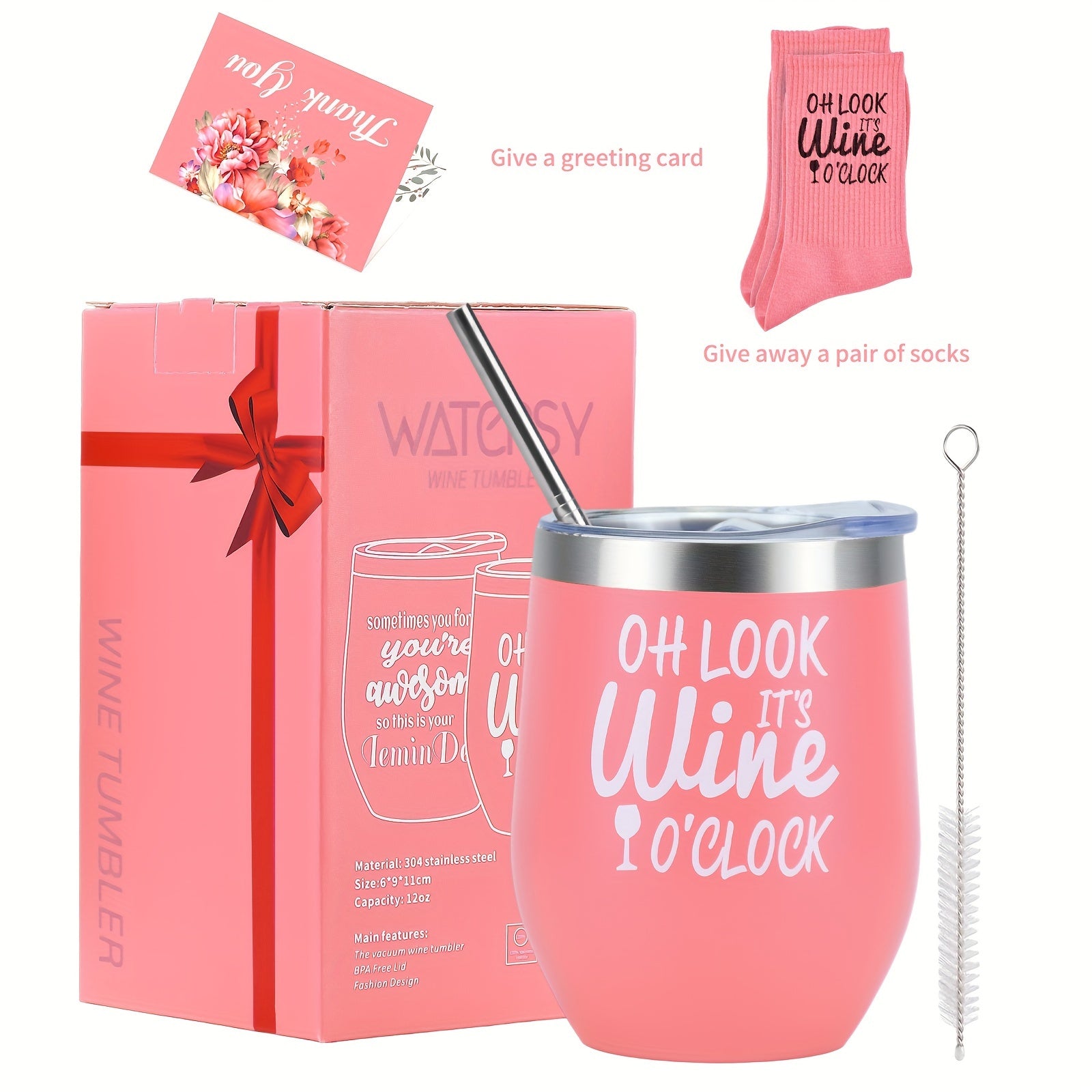 12oz Stainless Steel Travel Mug with Lid Straw and Brush Leakproof Insulated Hot Cold Drink Container Gift Box