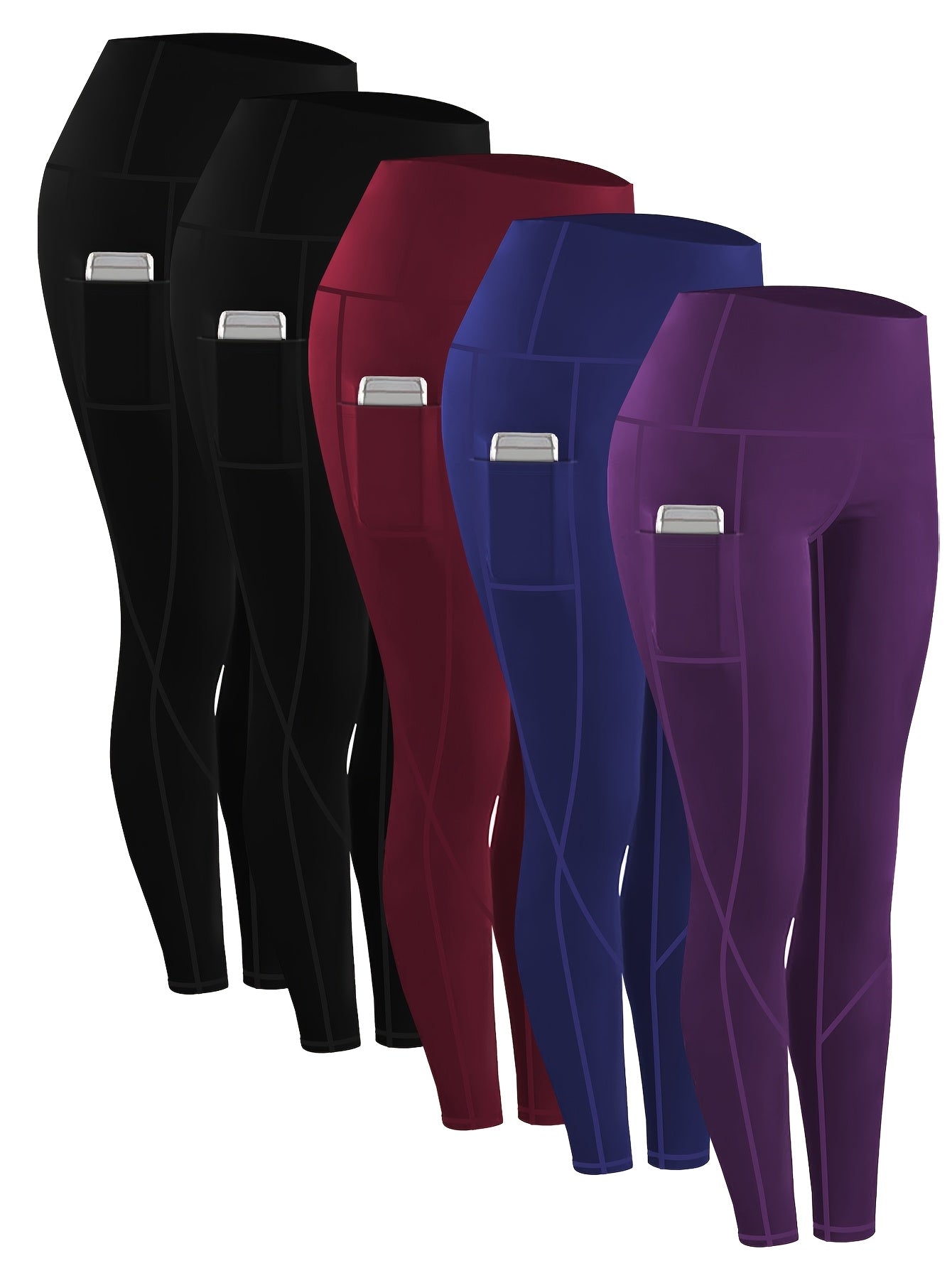 Women's Multi-Color Large Size Yoga Leggings with Pockets for Fitness