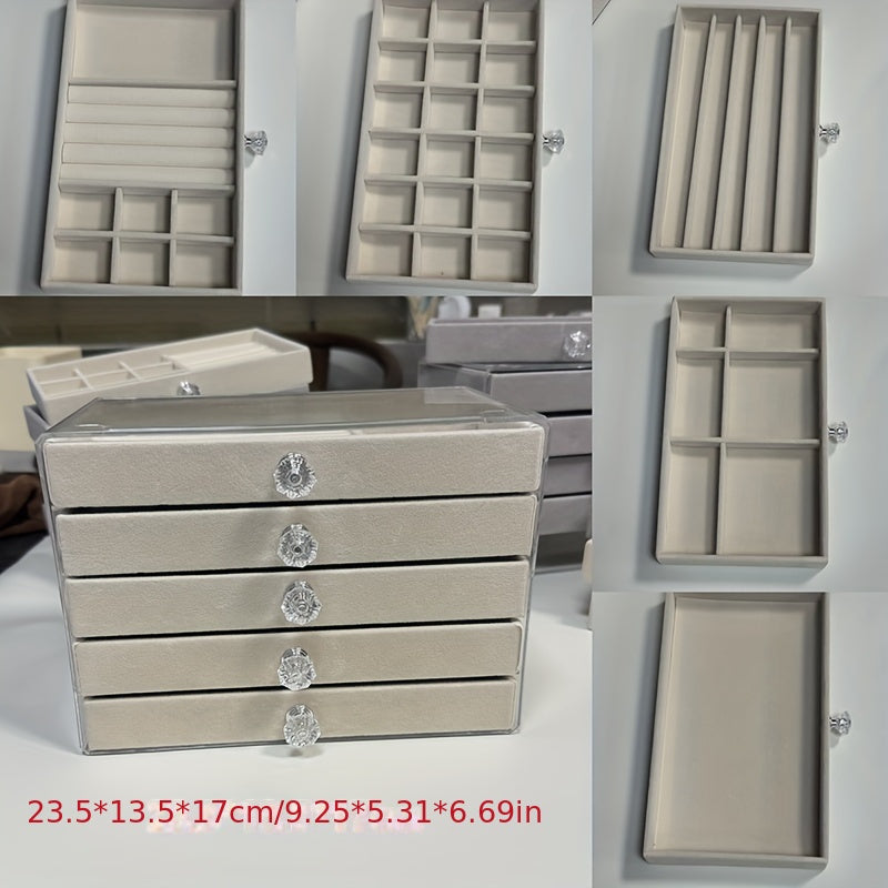 Органайзер для украшений из бархата с боковыми дверцами, 5 уровней, современный дизайн для серег, часов, аксессуаров