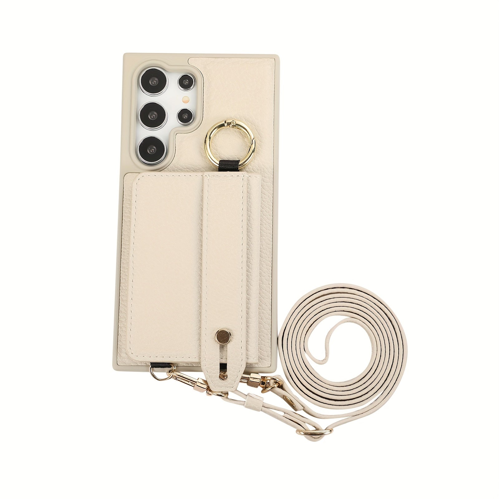 Faux Leather Crossbody Phone Bag for Samsung Plus with Wallet Card Slots Lanyard