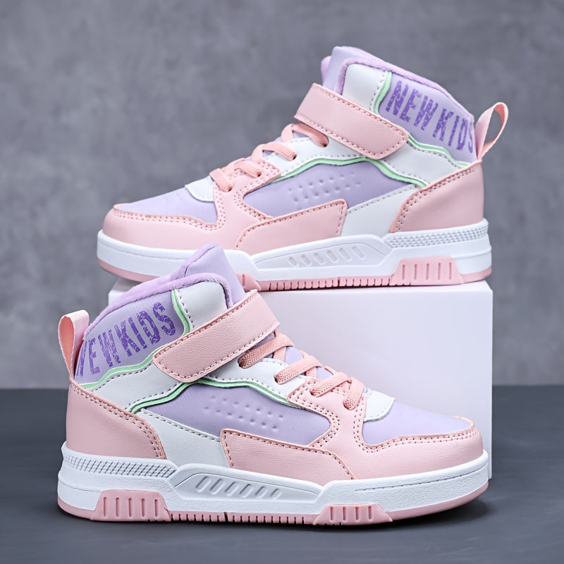 Girls' Winter High-Top Sneakers Fleece Lining Microfiber Synthetic Leather Casual