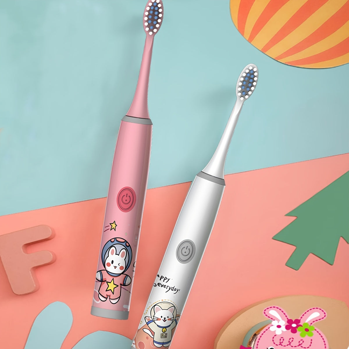 Children's Electric Toothbrush Set with Replaceable Brush Heads for Kids Age 3+