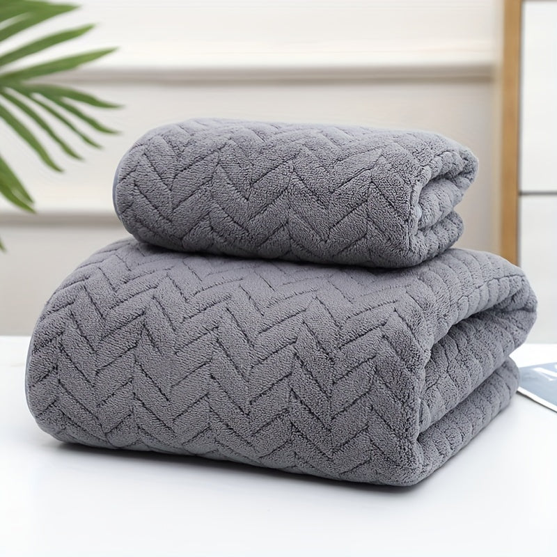 2-Piece Quick-Drying Absorbent Towel Set for Home Travel Gym Spa Light and Dark Gray