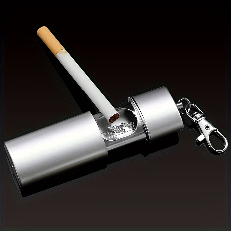 Portable Metal Ashtray with Keychain Durable Compact for Outdoor Use