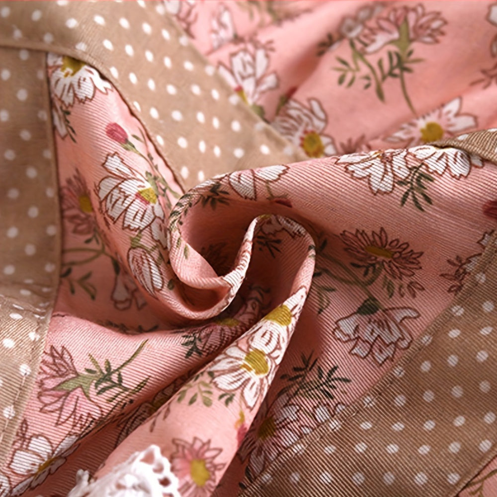 Floral Print Canvas Apron With Hood Oil-Resistant Waterproof Stain-Resistant