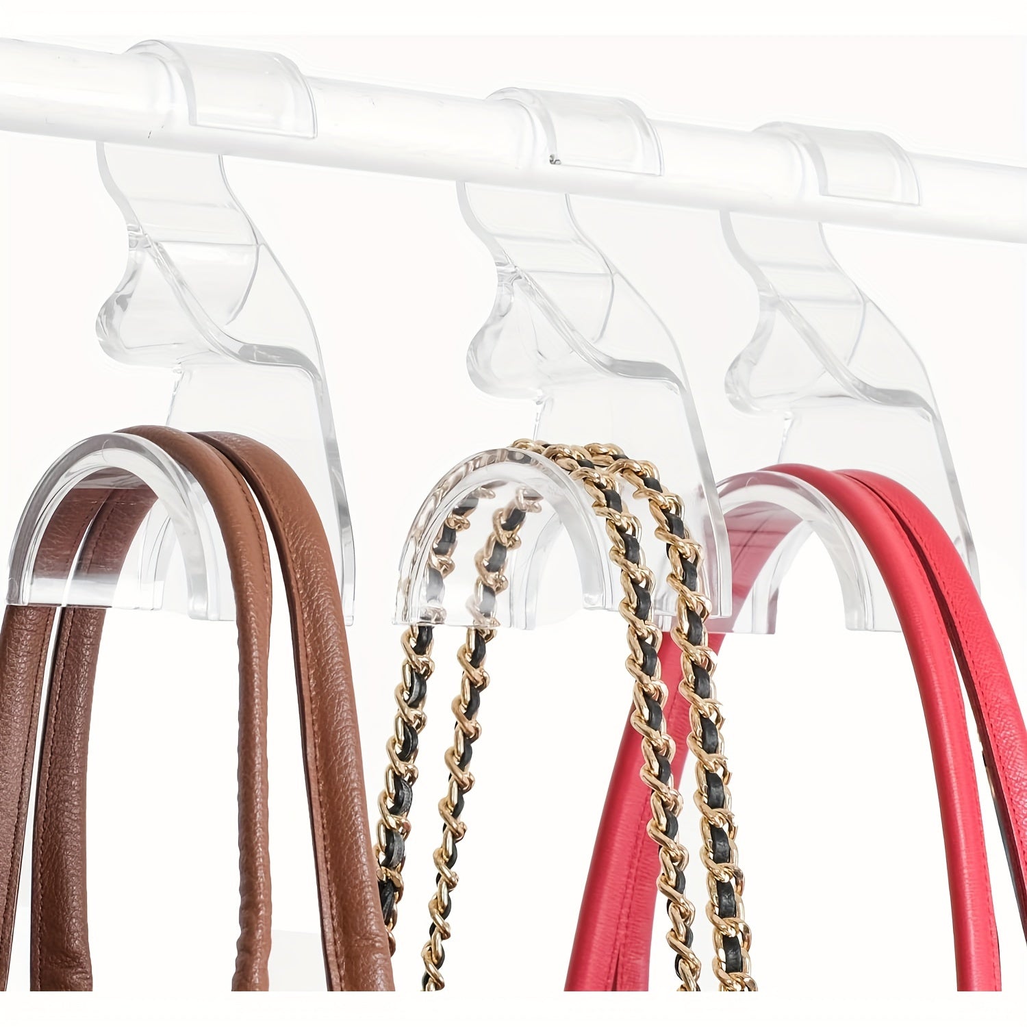 Set of 4 Clear PVC Purse Hangers Handbag Organizers Sturdy Storage Hooks