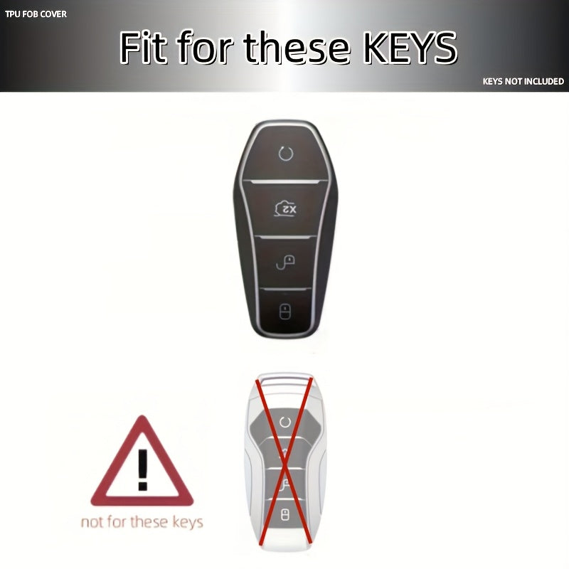 Car Remote Key Fob Cover TPU Shell with Lanyard Keychain for EVs