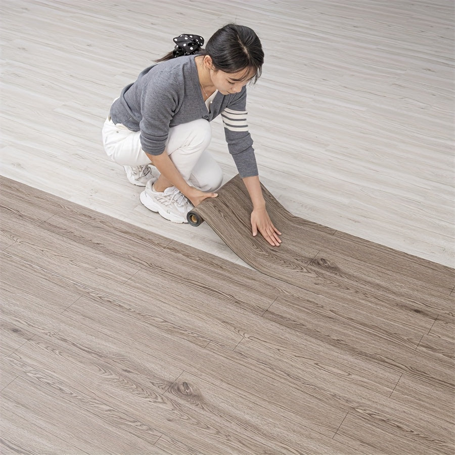 3D Retro Wood Grain Vinyl Floor Stickers Waterproof Peel and Stick Durable Easy to Clean for Home Rooms