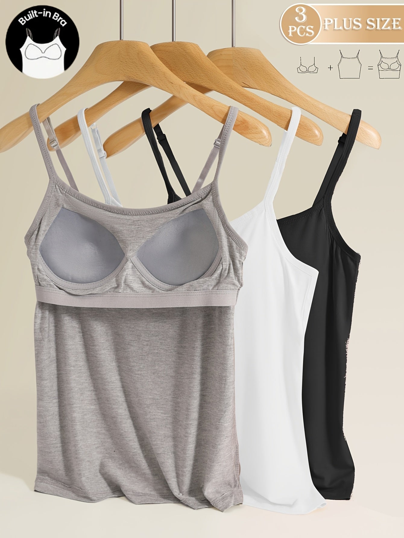 Plus Size Solid Color Sports Camisole Set for Gym Yoga Running