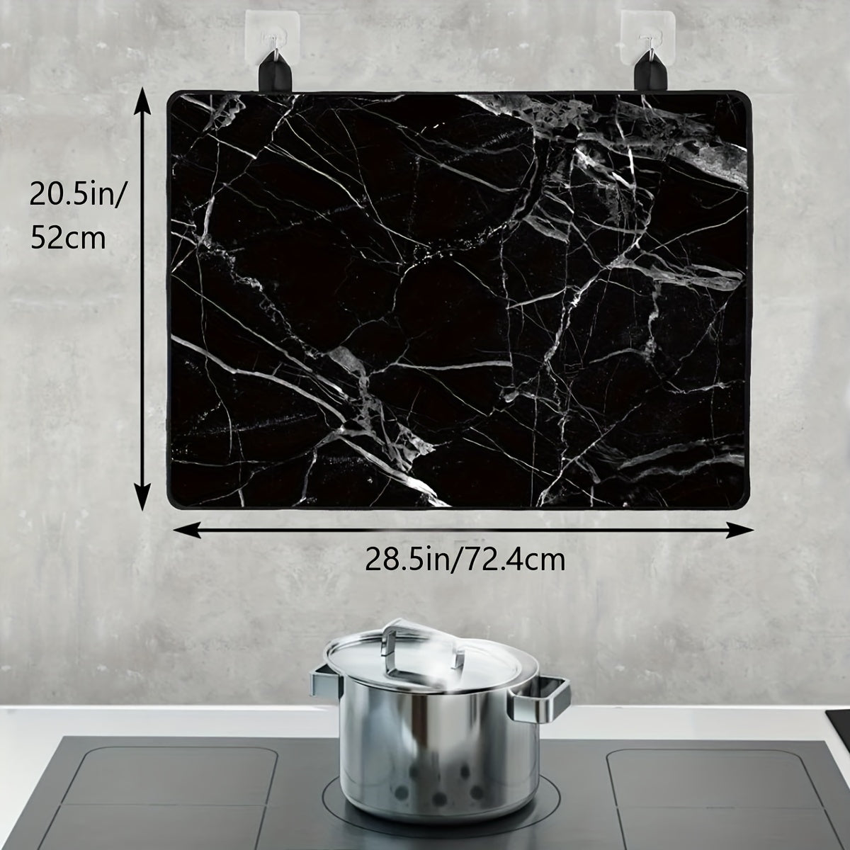 Black Marble Stove Top Cover 72.39x52.07cm Heat-Resistant Glass Protector
