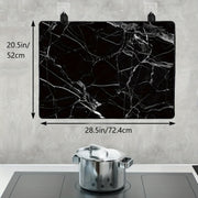 Black Marble Stove Top Cover 72.39x52.07cm Heat-Resistant Glass Protector