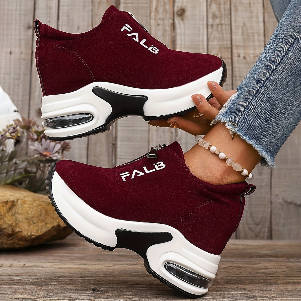 Casual Loafers for Women with Height-Boosting Air Cushions Flannel Low Top All-Season