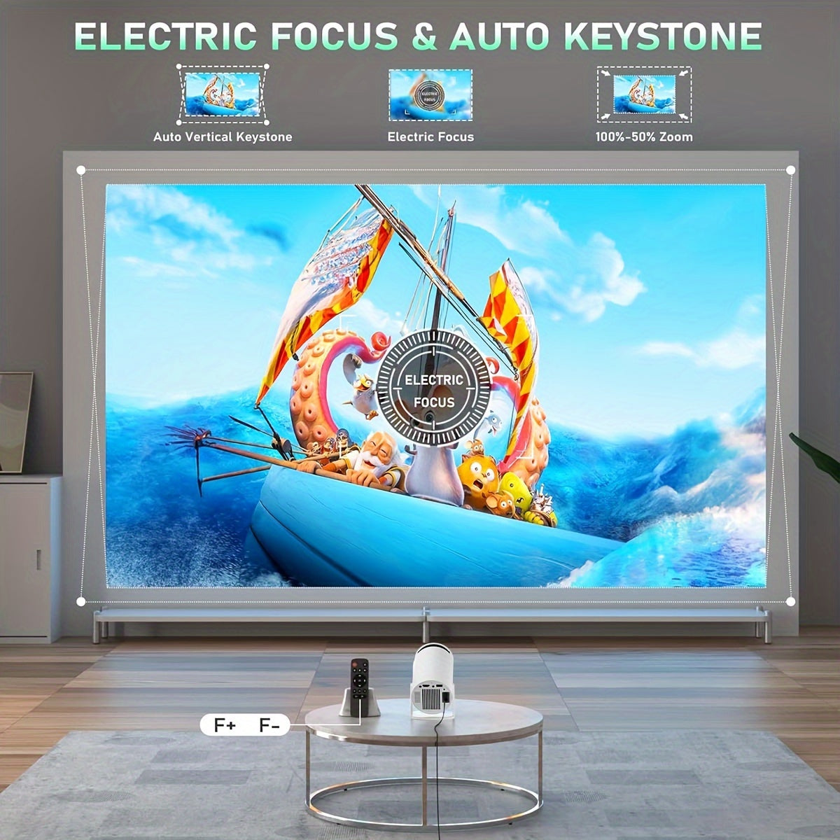 XYA S100 Portativ 4K Proyektor, 5G WiFi va Simsiz, 3000+ Lumen Yorqinlik, Masofadan Boshqarish, Kiyestone Qo'llab-quvvatlash, Aylanadigan Kiyestone, HDTV/USB/AV bilan Mos, Oq rang.