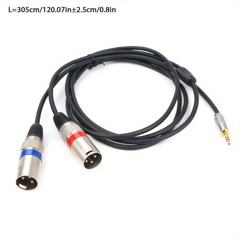Gold-Plated 3.5mm to XLR Male Audio Cable Pure Copper Dual XLR Connectors for Mobile and PC