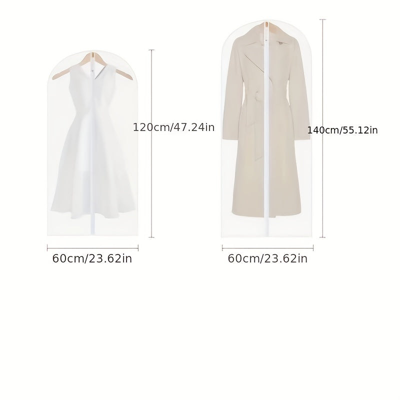 5pcs Transparent Clothes Storage Dustproof Bags Zipper Organizer for Wardrobe