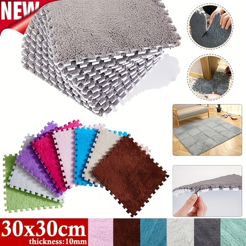 12pcs Foam Puzzle Floor Mats Interlocking Rugs Gray Quilted Anti-Slip Cushioned for Bedroom Crawling