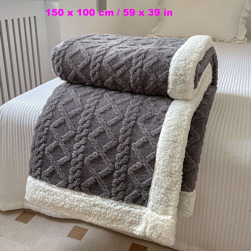 Manta de microfibra de champagne de lujo con patrón de diamantes 3D para uso en todas las estaciones