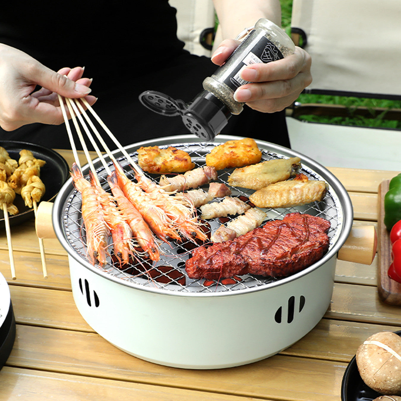Stainless Steel Charcoal Grill Set for Indoor Outdoor BBQ Fire Pit Camping