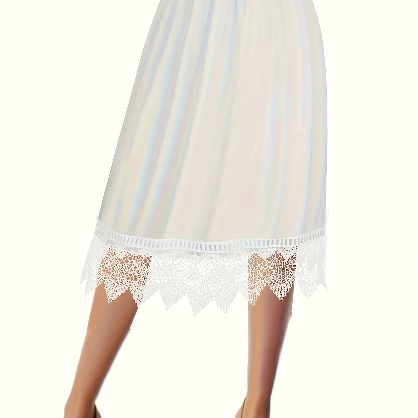 Plus Size Lace Stitching Skirt Elastic Waist Summer Women’s Clothing