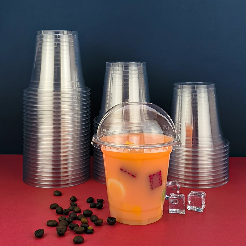 Set of 50 Disposable Plastic Cups with Lids 12oz and 16oz for Parties and Events