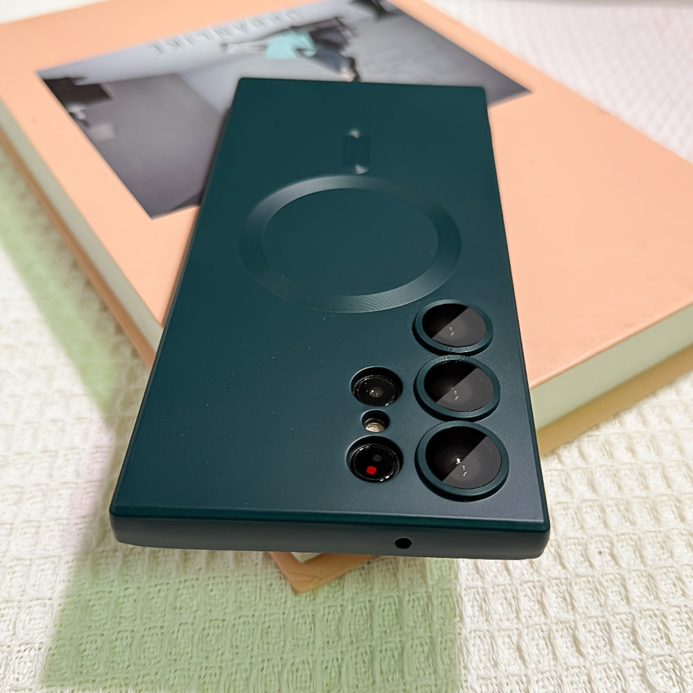 Matte Magnetic Phone Case with Lens Protector for Samsung Galaxy S24 S23 S22 S21 Ultra Plus Wireless Charging