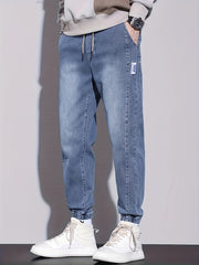 Men's Slim Fit Denim Jogger Pants with Stretch Cotton Blend Casual Style