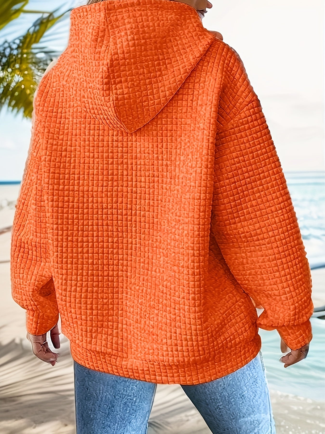 Sudadera con capucha de talla grande con bolsillos laterales, cremallera en el frente, manga larga, sudadera casual