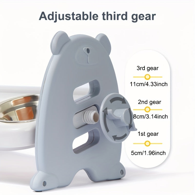 Stainless Steel Cat Feeding Station with Adjustable Tilted Bowls and Water Dish