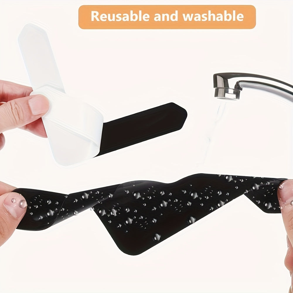 Dual-Sided Carpet Tape for Wood and Tile Floors Non-Slip Reusable Black Grip Strips