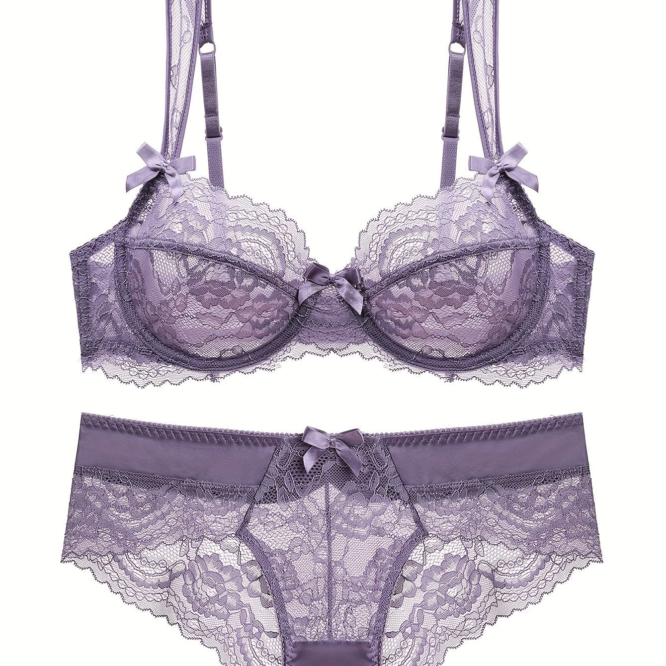 Lingerie Set with Lace and Bow Decoration for Women