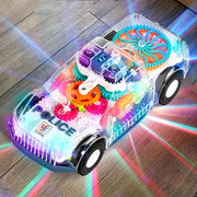Juguete de coche eléctrico para niños con luces, música, engranaje transparente, diseño de policía
