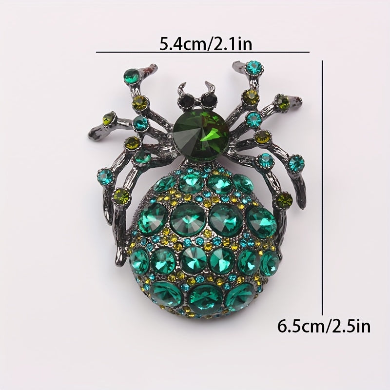 Vintage Rhinestone Spider Brooch Pin for Coats and Accessories