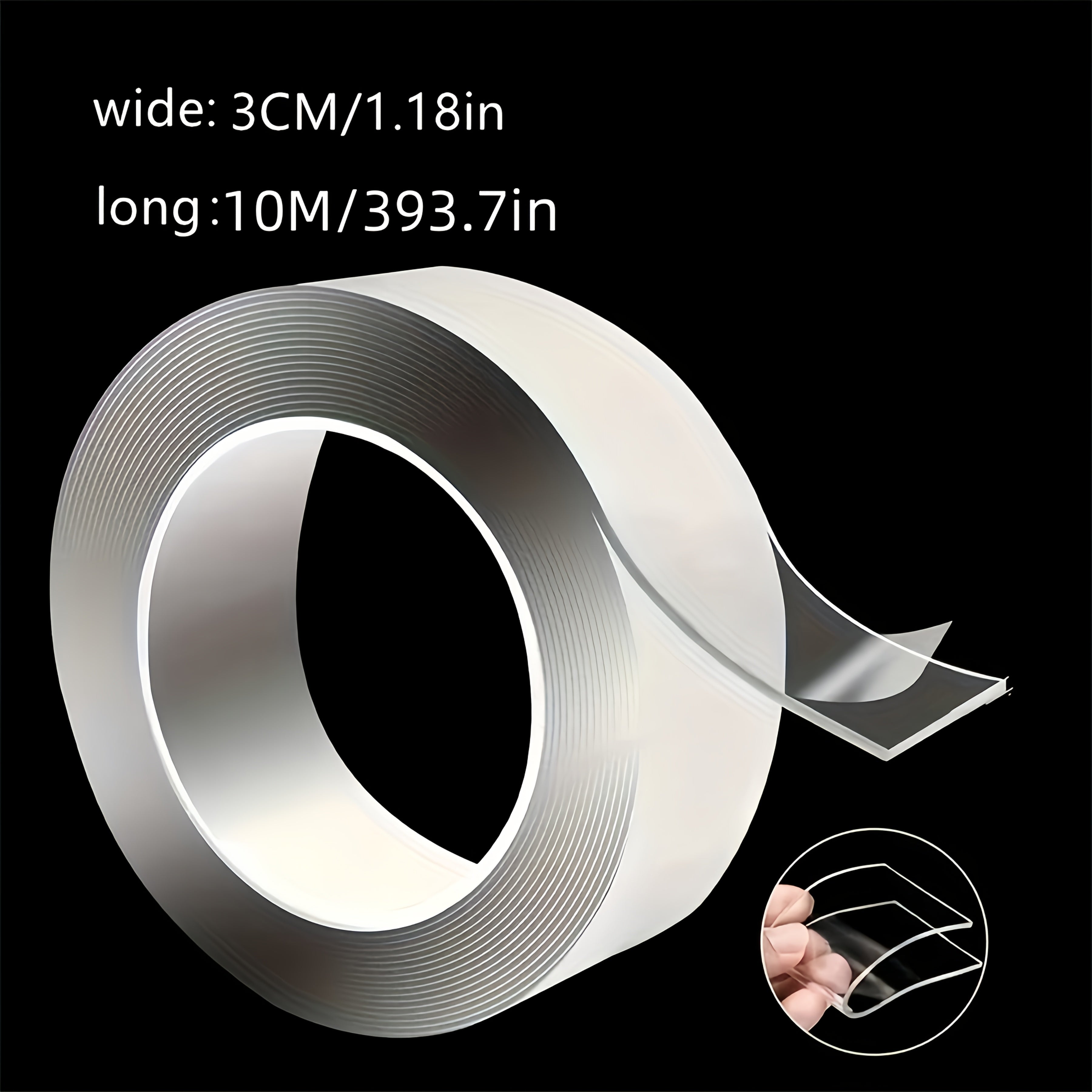 10m Nano Dual-Sided Transparent Tape Strong Adhesive Washable Residue-Free for Home Office