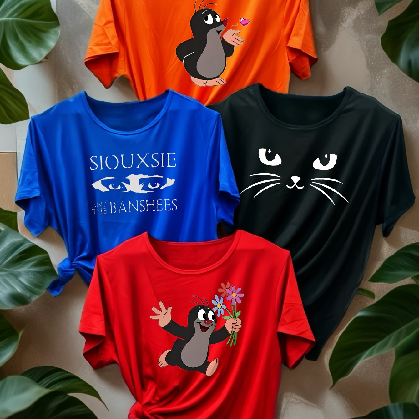 Women’s Graphic T-Shirts Polyester Blend Short Sleeve Casual Tops Vibrant Colors