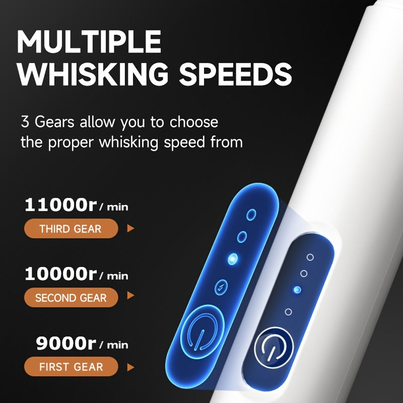 Electric Milk Frother USB Rechargeable Dual Whisk Foam Maker for Latte Macchiato Coffee White