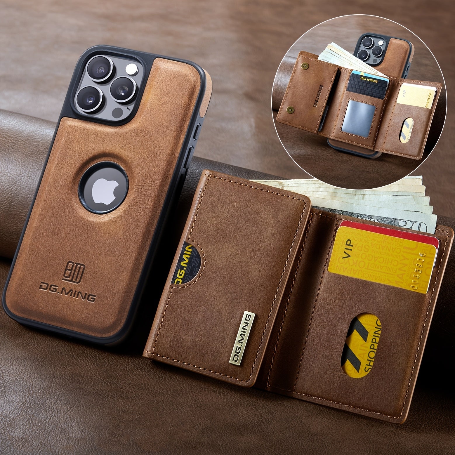 Magnetic Faux Leather Wallet Case for iPhone with Card Holder RFID Protection Wireless Charging Stand