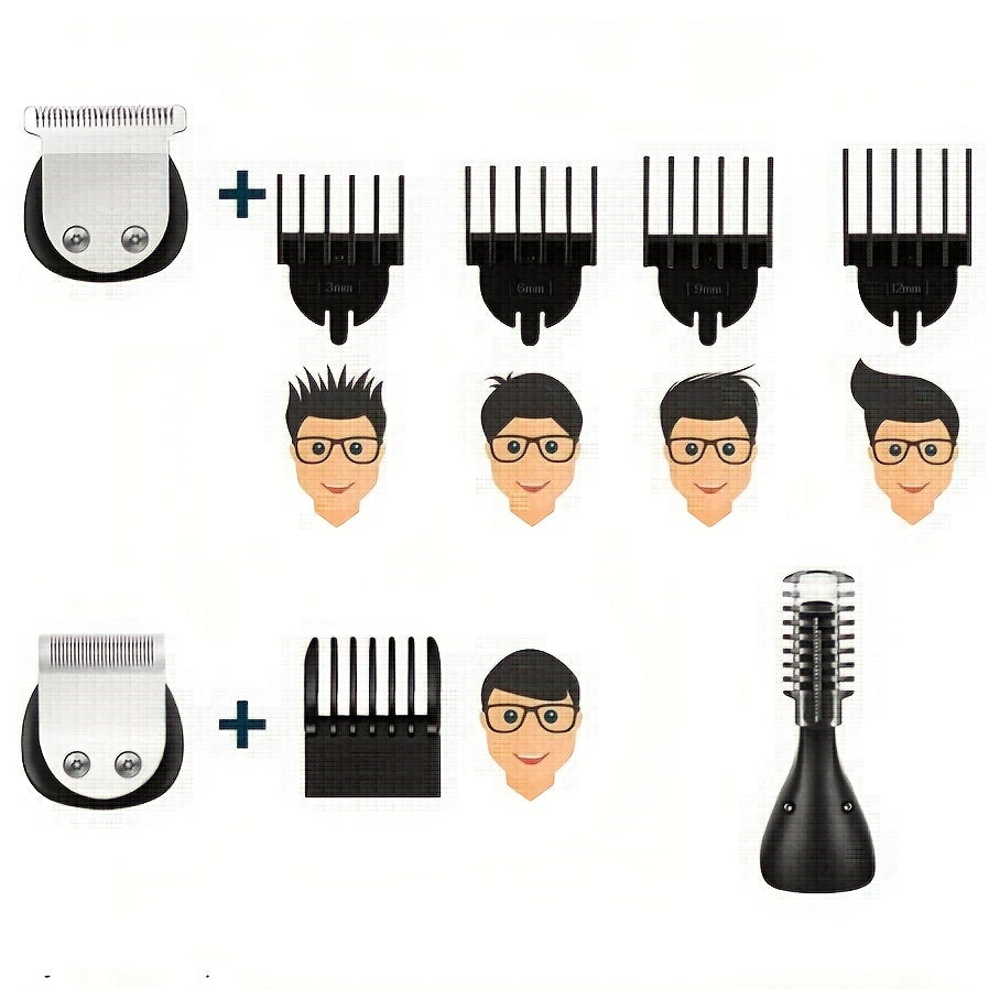 Cordless grooming kit with LED display beard trimmer hair clippers nose ear trimmer electric razor USB rechargeable