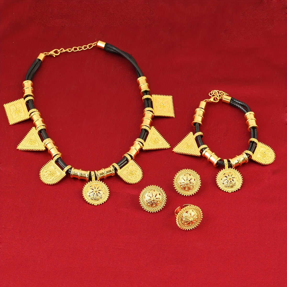 Ethiopian Gold Jewelry Set for African Bridal Wedding Habesha Style