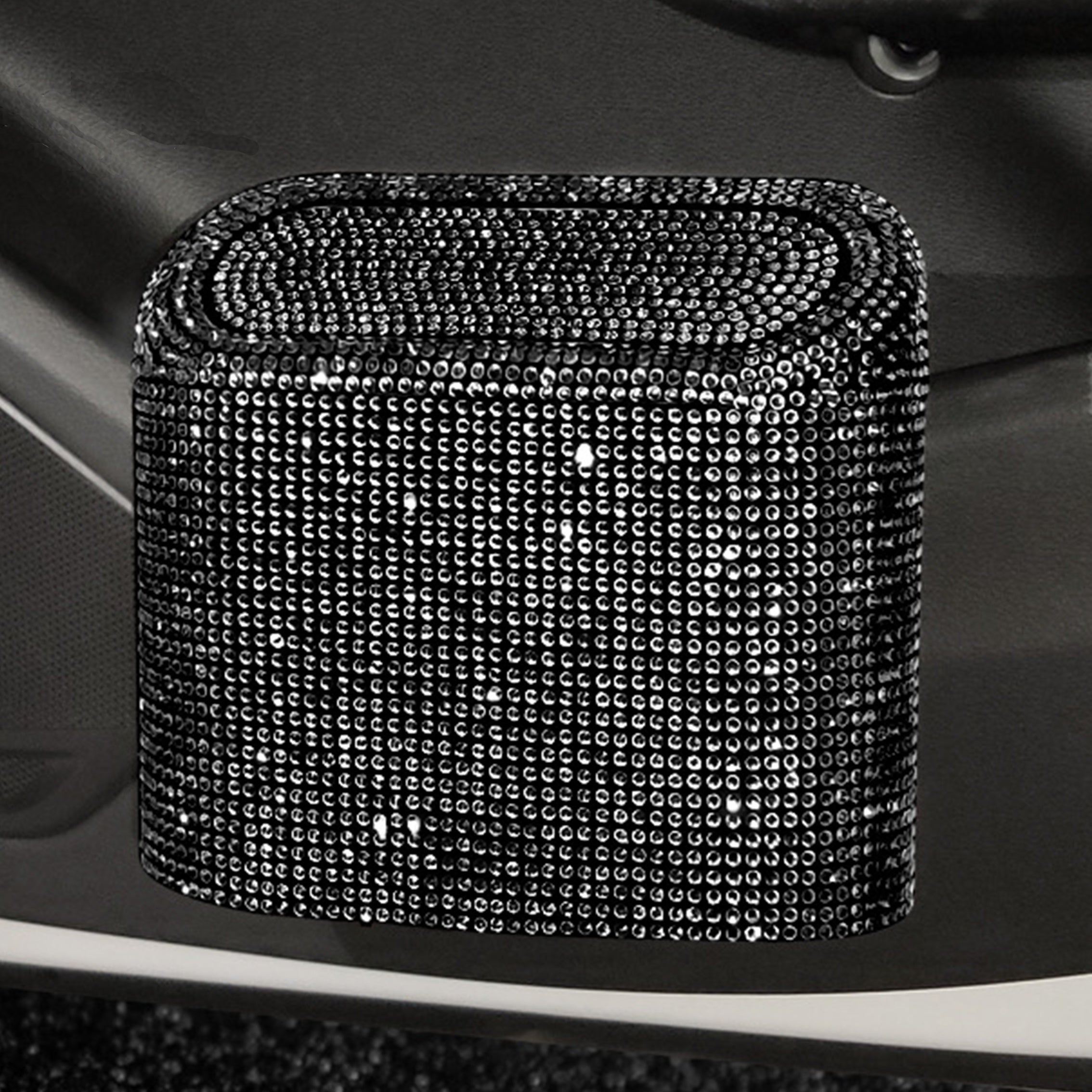 Cubo de basura para coche con pedrería, organizador colgante para almacenamiento en el asiento trasero