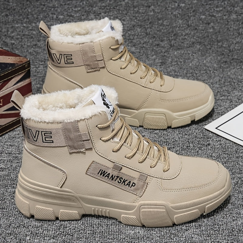 Men's Winter Snow Boots Faux Leather Fleece Lining Anti-Slip Durable Casual Outdoor