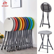 Portable Folding Stool Round Plastic Yellow Indoor Outdoor Lightweight