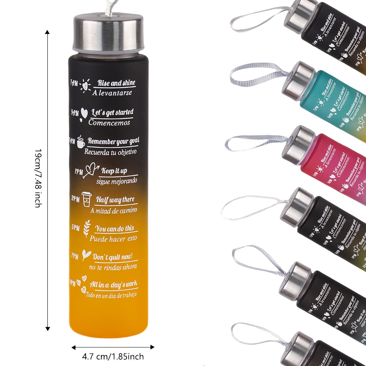 10oz gradient rangli suv shishasi, toʻqilgan tashish kamar bilan, oqib ketmaydigan, sayohat uchun portativ, yugurish va velosiped uchun