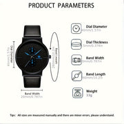 Men's Quartz Watch and Bracelet Set Business Style Non-Waterproof PU Leather Zinc Alloy Round Dial