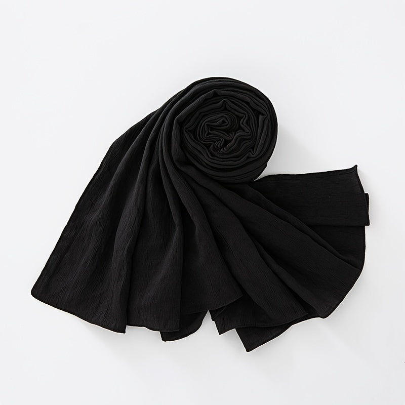 Women’s Cotton Shawl Hijab Sun Protection Wrinkle-Free Solid Color