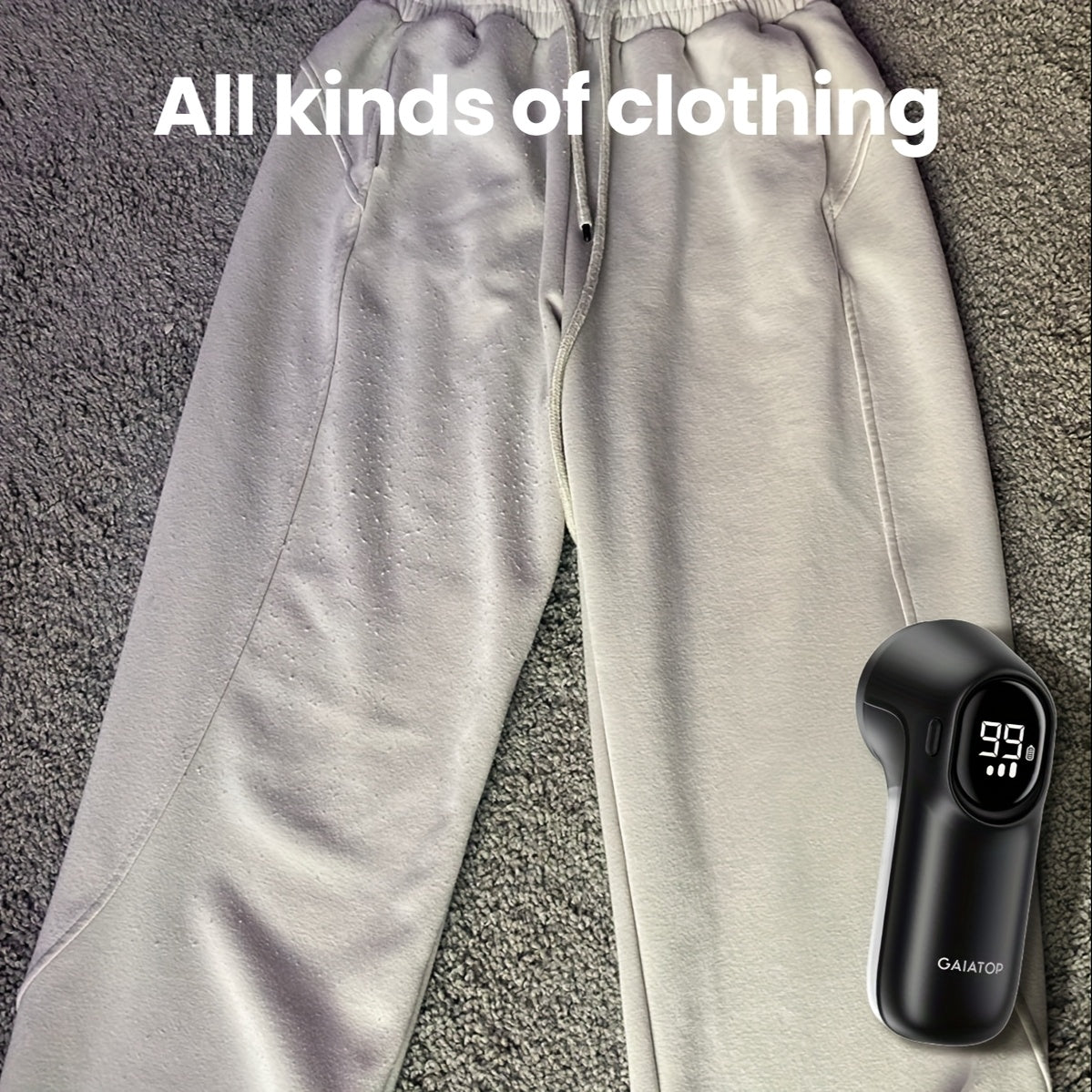 Fabric Shaver with Digital Display and Brush for Clothes Sofa Bedding White