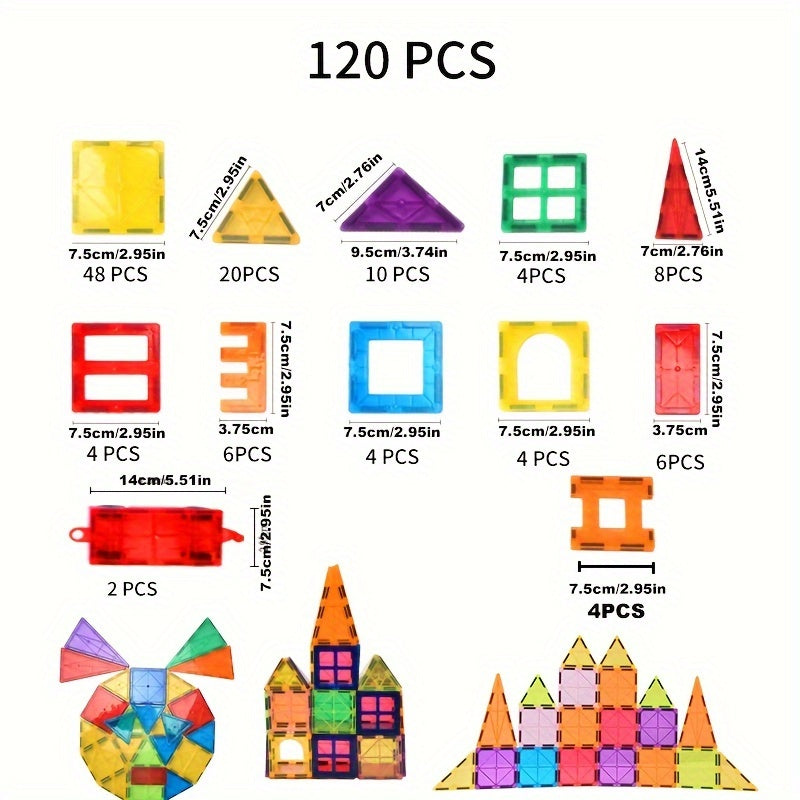 Bloques de construcción magnéticos para niños de 3+ años, colores mezclados, conjuntos de apilamiento y preescolar en ABS