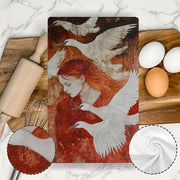 Set of 2 Swan and Red-Haired Woman Kitchen Towels Ultra Soft Absorbent 16x24 Inches