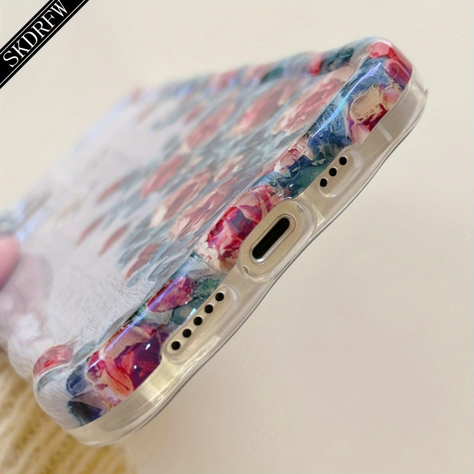 Luxury Laser Blue Light Flower Phone Case for iPhone 11-15 Pro Max TPU Protective Edge